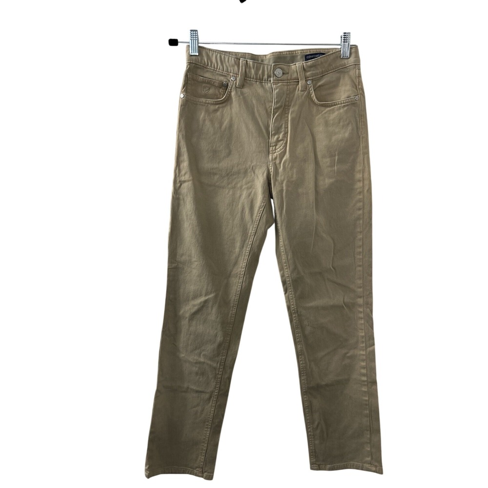 Cremieux Cotton Stretch Milan Pants 28x30 Tan Straight Leg Chino‎ Preppy Office